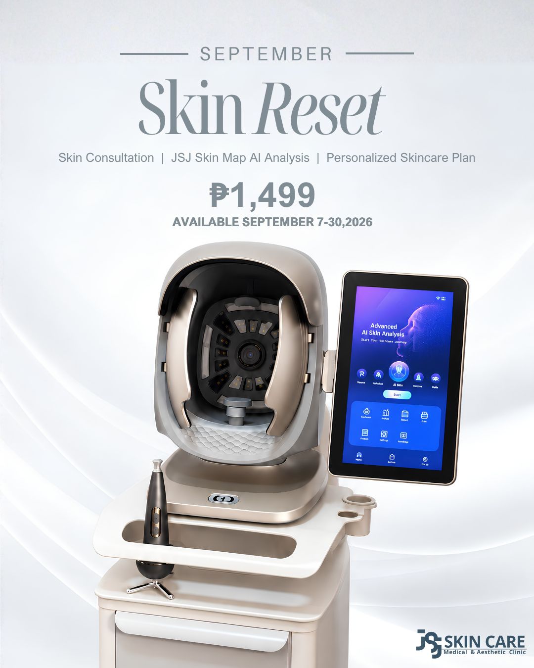 September Skin Reset promo — Skin Consultation, JSJ Skin Map AI Analysis, and Personalized Skincare Plan for ₱1,499